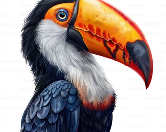 Toucan Bird Portrait Clipart , 20 High Quality Images JPGs Digital Download , Card Making Junk Journal , JPGs Wall Art Bundle