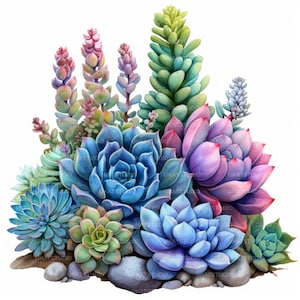Imágenes prediseñadas de cactus suculentos, 30 imágenes de alta calidad JPGs Descarga digital, Diario basura de fabricación de tarjetas, Paquete de arte de pared JPGs