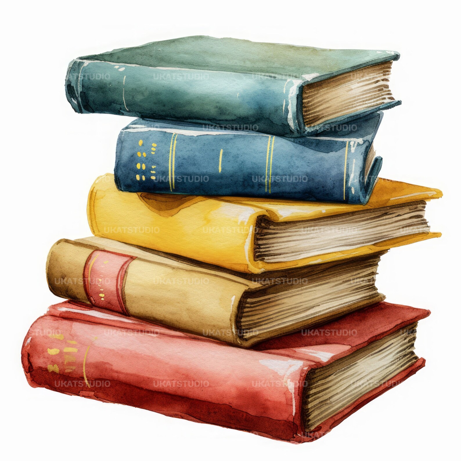 Colorful Stack Book Clipart , 25 High Quality Images Jpgs Digital ...