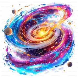 Galaxy Planet con espacio cósmico Clipart 2, 28 imágenes de alta calidad JPGs Descarga digital, Diario basura de fabricación de tarjetas, Paquete de arte de pared JPGs