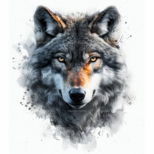 Wolf met grijze kleur clipart, 20 hoge kwaliteit afbeeldingen JPGs digitale download, kaart maken junk Journal, JPGs Wall Art bundel