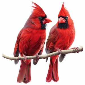 Oiseau cardinal rouge avec des cliparts fleur, 35 images de haute qualité en téléchargement numérique JPG, carnet de voyage pour la fabrication de cartes, lot d'art mural JPG