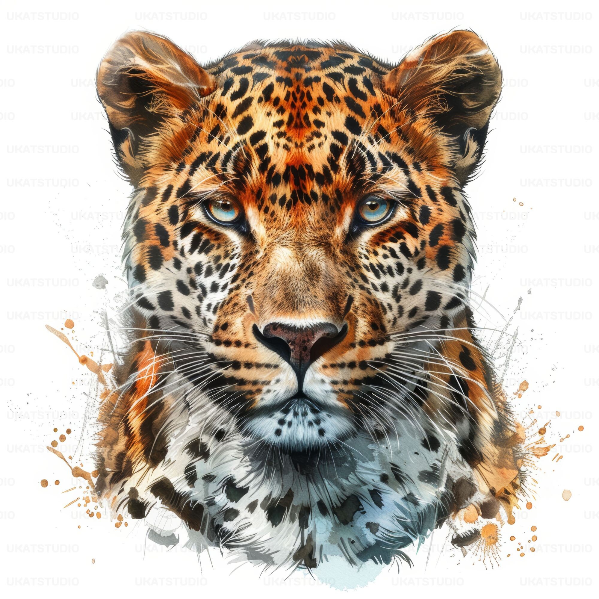 Leopard Portrait Clipart , 23 High Quality Images JPGs Digital Download , Card Making Junk Journal , JPGs Wall Art Bundle