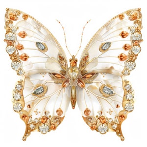 Shine Gems Elegance Butterfly Clipart, 20 hoge kwaliteit afbeeldingen JPGs Digitale Download, Card Making Junk Journal, JPGs Wall Art Bundle
