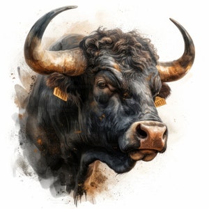 Bull Angry Portrait Clipart , 22 High Quality Images JPGs Digital Download , Card Making Junk Journal , JPGs Wall Art Bundle