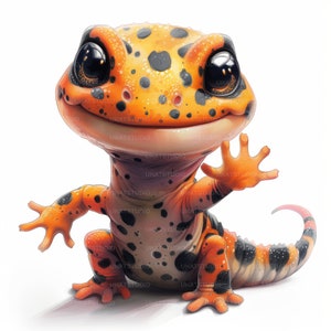 Uroczy akwarelowy salamandra uroczy clipart, 19 wysokiej jakości obrazów JPGs do pobrania cyfrowego, dziennik tworzenia kartek, pakiet grafik ściennych JPGs