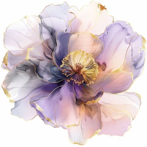 Flor abstracta rosa oro púrpura clipart, 31 imágenes de alta calidad JPGs descarga digital, diario basura de fabricación de tarjetas, paquete de arte de pared JPGs