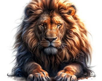 Lion Portrait Clipart , 22 High Quality Images JPGs Digital Download , Card Making Junk Journal , JPGs Wall Art Bundle