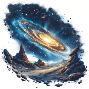 Galaxy planeet met kosmische ruimte clipart, 28 hoge kwaliteit afbeeldingen JPG's digitale download, kaart maken junk Journal, JPG's Wall Art bundel