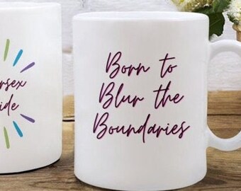 Intersex pride mug born to blur the boundaries coffee mug, intersex pride white mug, Rainbow Mug Gift, Rainbox Gift, bulk gay pride items