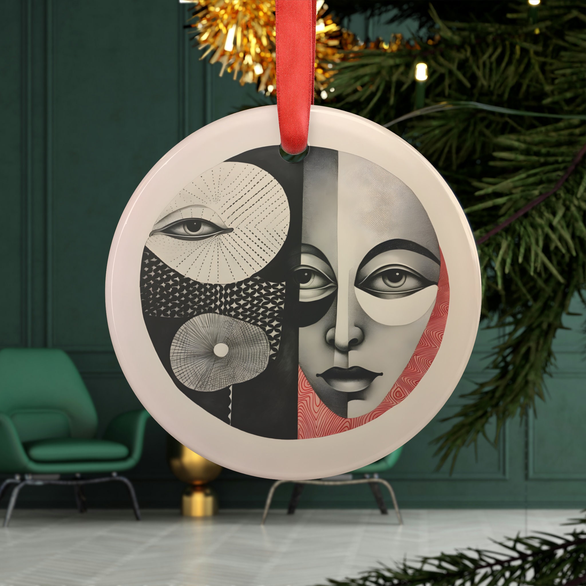 Modern Art Christmas Ornament, Acrylic Holiday Decor - Etsy