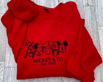 Geborduurde Mickey & Friends ronde hals