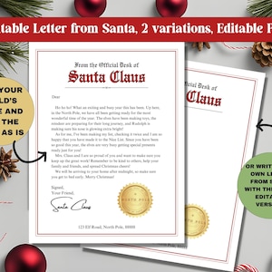 Cartas de Santa Editables e Imprimibles, Descarga PDF Editable, 2 versiones