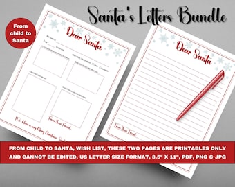 Printable Christmas Wish List & Letter to Santa (PDF Download)