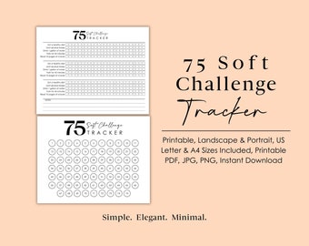 75 Soft Challenge Tracker: Printable Fitness Workout (Digital Download)