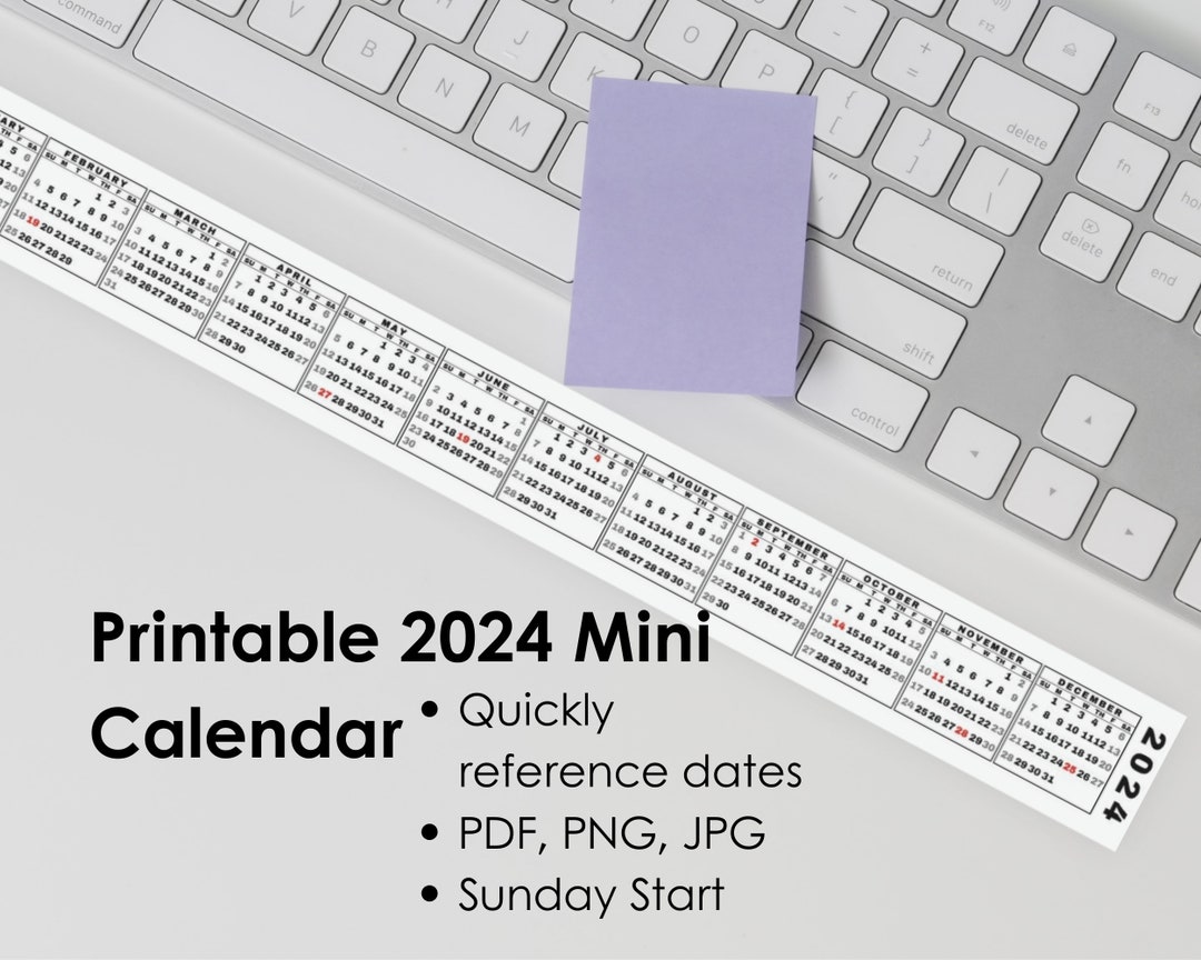 Printable 2024 Mini Desk Calendar, Miniature 2024 Keyboard Calendar