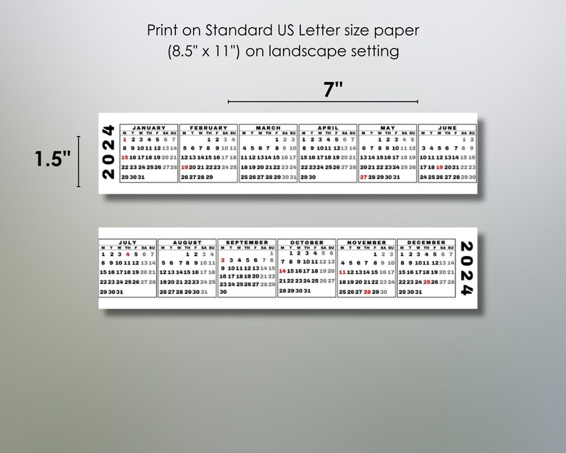 Printable 2024 Mini Desk Calendar, Miniature 2024 Keyboard Calendar
