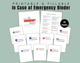 Printable Emergency Binder: End of Life Planner (Fillable PDF)