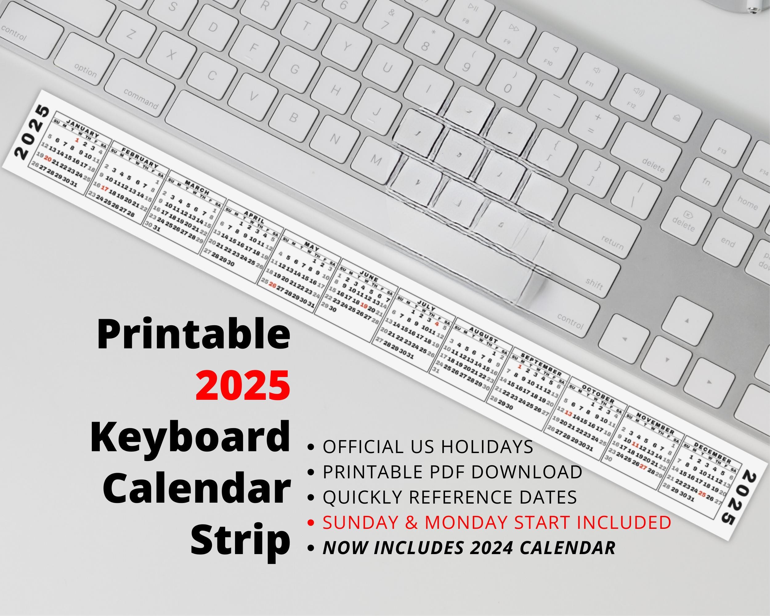 Desktop Calendar Strip 2025 Mini Calendar Printable Keyboard Calendar Desktop Calendar Strip 2025 Mini Calendar Printable Keyboard Calendar