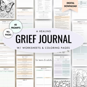 Grief Journal: Therapy Workbook with Prompts & Coloring (Digital Download)