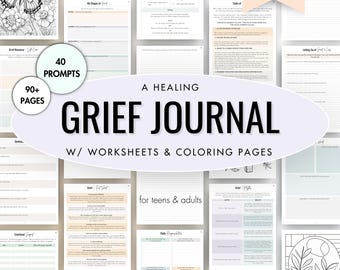 Grief Journal: Therapy Workbook with Prompts & Coloring (Digital Download)