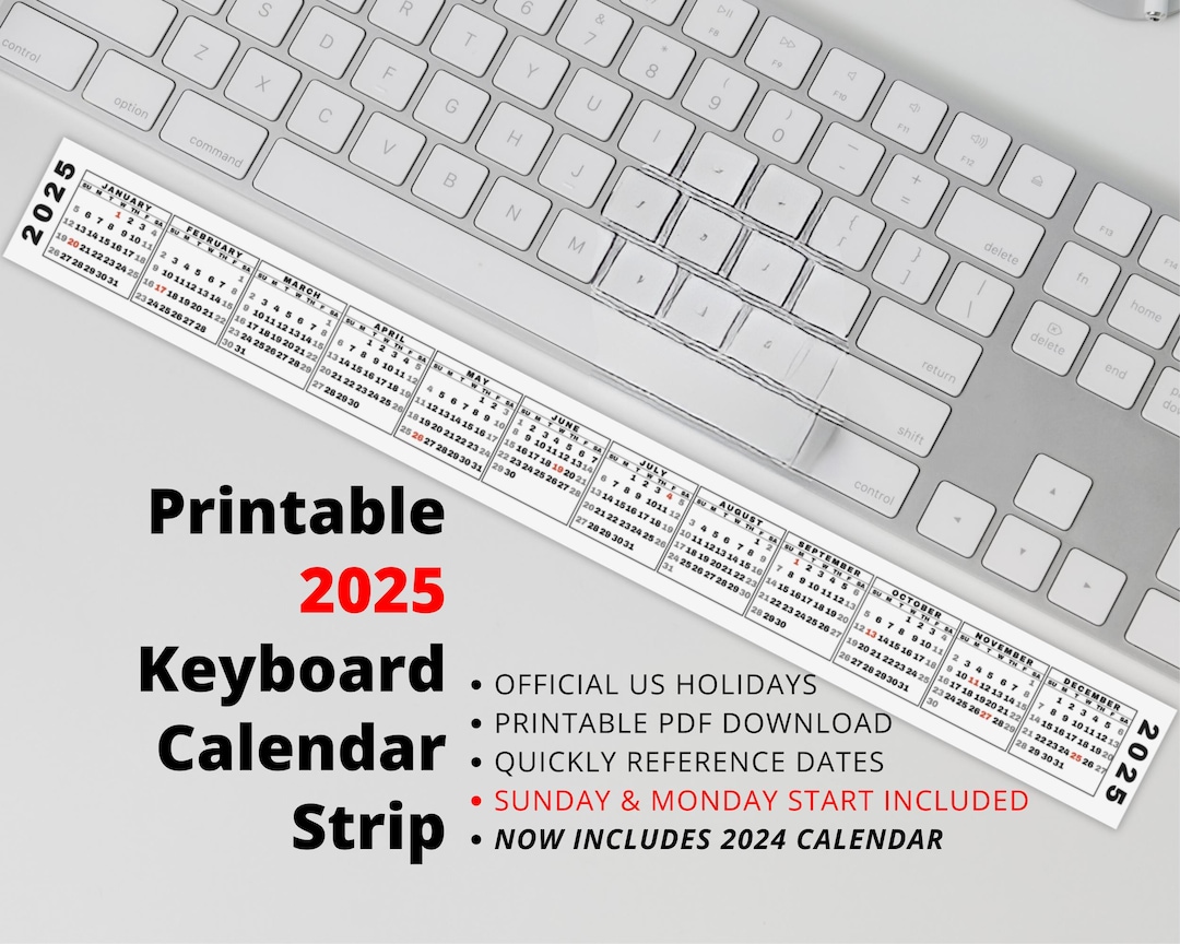 Desktop Calendar Strip, 2025 Mini Calendar, Printable Keyboard Calendar Sticker, 2024 Calendar Included, Sunday & Monday Start - Etsy desktop-calendar-strip-2025-mini-calendar-printable-keyboard-calendar-sticker-2024-calendar-included-sunday-monday-start-etsy