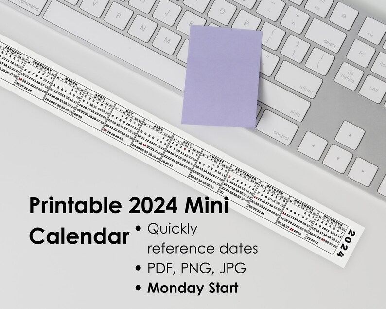 Printable 2024 Mini Desk Calendar, Miniature 2024 Keyboard Calendar