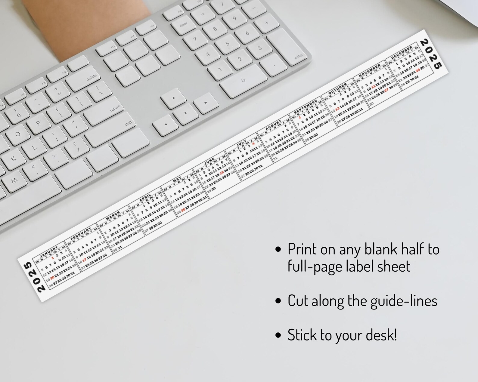 Desktop Calendar Strip 2025 Mini Calendar Printable Keyboard Calendar Desktop Calendar Strip 2025 Mini Calendar Printable Keyboard Calendar