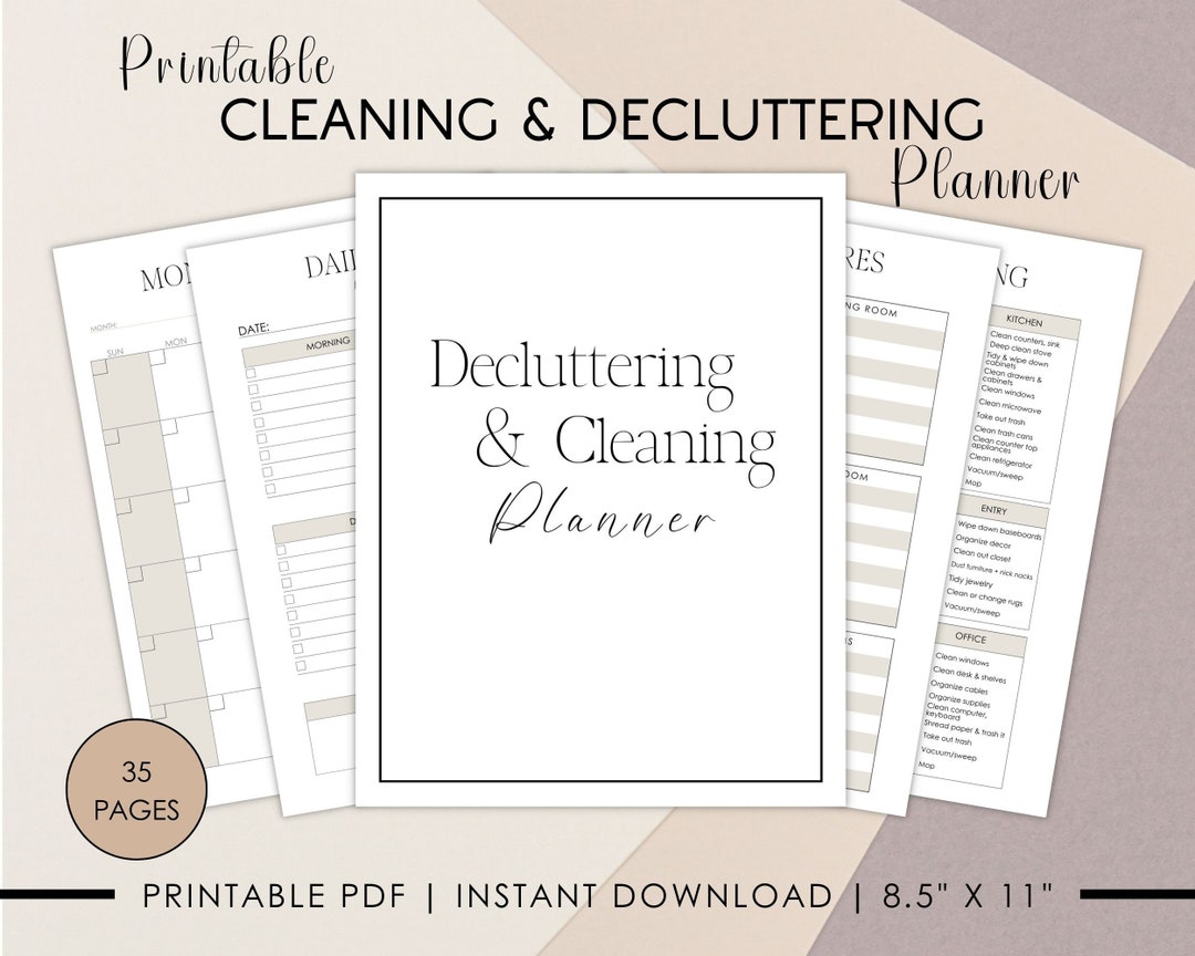 Printable Cleaning & Decluttering Planner: Home Organization (PDF) - Etsy