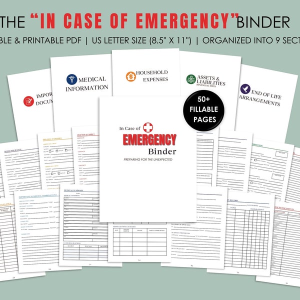 In Case of Emergency Binder & End of Life Planner - Estate Planning Tool, Printable PDF Forms