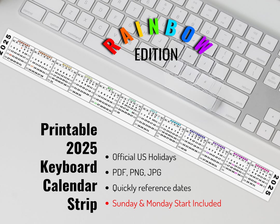 desktop-calendar-strip-2025-mini-calendar-printable-keyboard-calendar-miniature-calendar-rainbow-digital-download-sun-mon-start-etsy