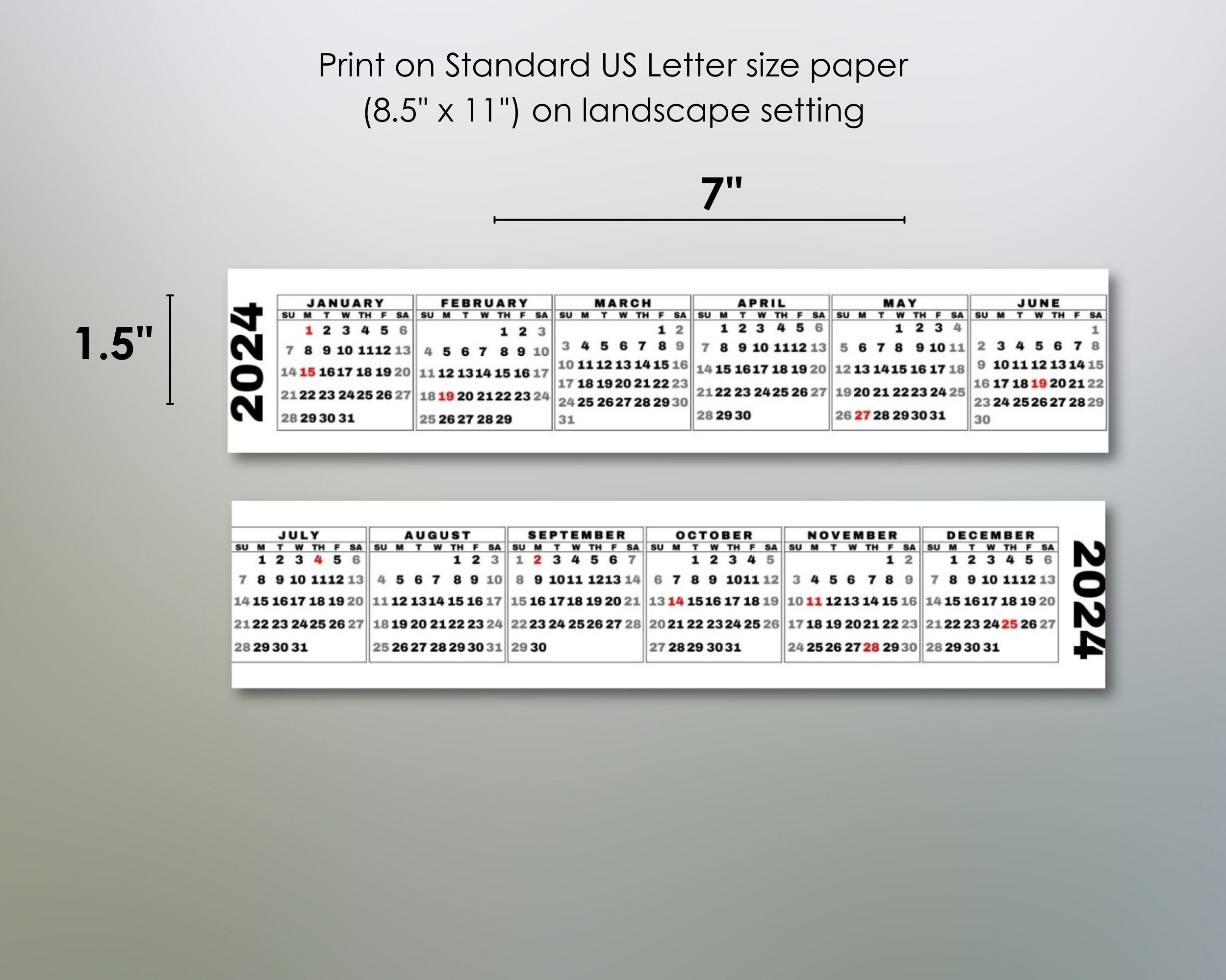 Printable 2024 Mini Desk Calendar, Miniature 2024 Keyboard Calendar