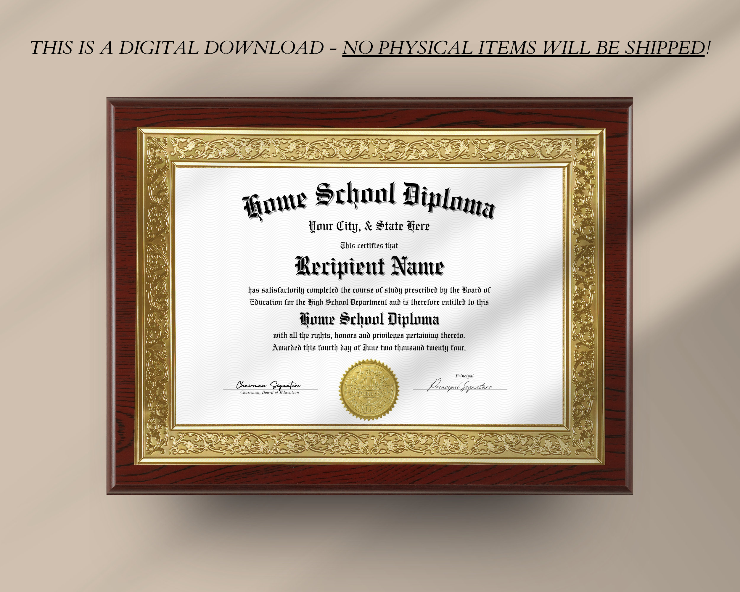 Editable Home School Diploma Template, Printable Homeschool Graduation ...