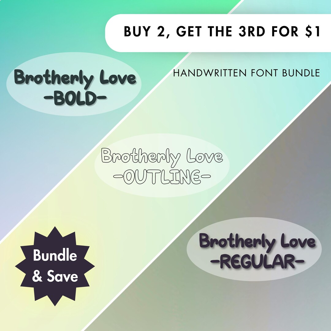 Bold Handwritten Font, Typeface Bundle, 3 Fun Fonts, Commercial Use ...