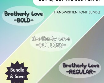 Bold Handwritten Font, Typeface Bundle, 3 Fun Fonts, Commercial Use License Included, OTF & TTF