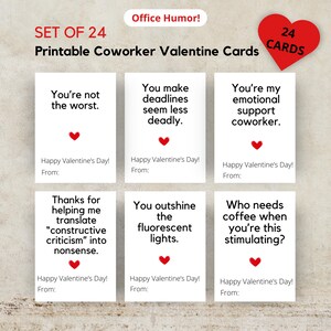 Funny Coworker Valentine Cards: Office Humor, Set of 24 (PDF)