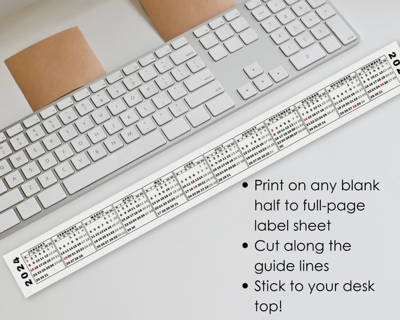 Printable 2024 Mini Desk Calendar, Miniature 2024 Keyboard Calendar