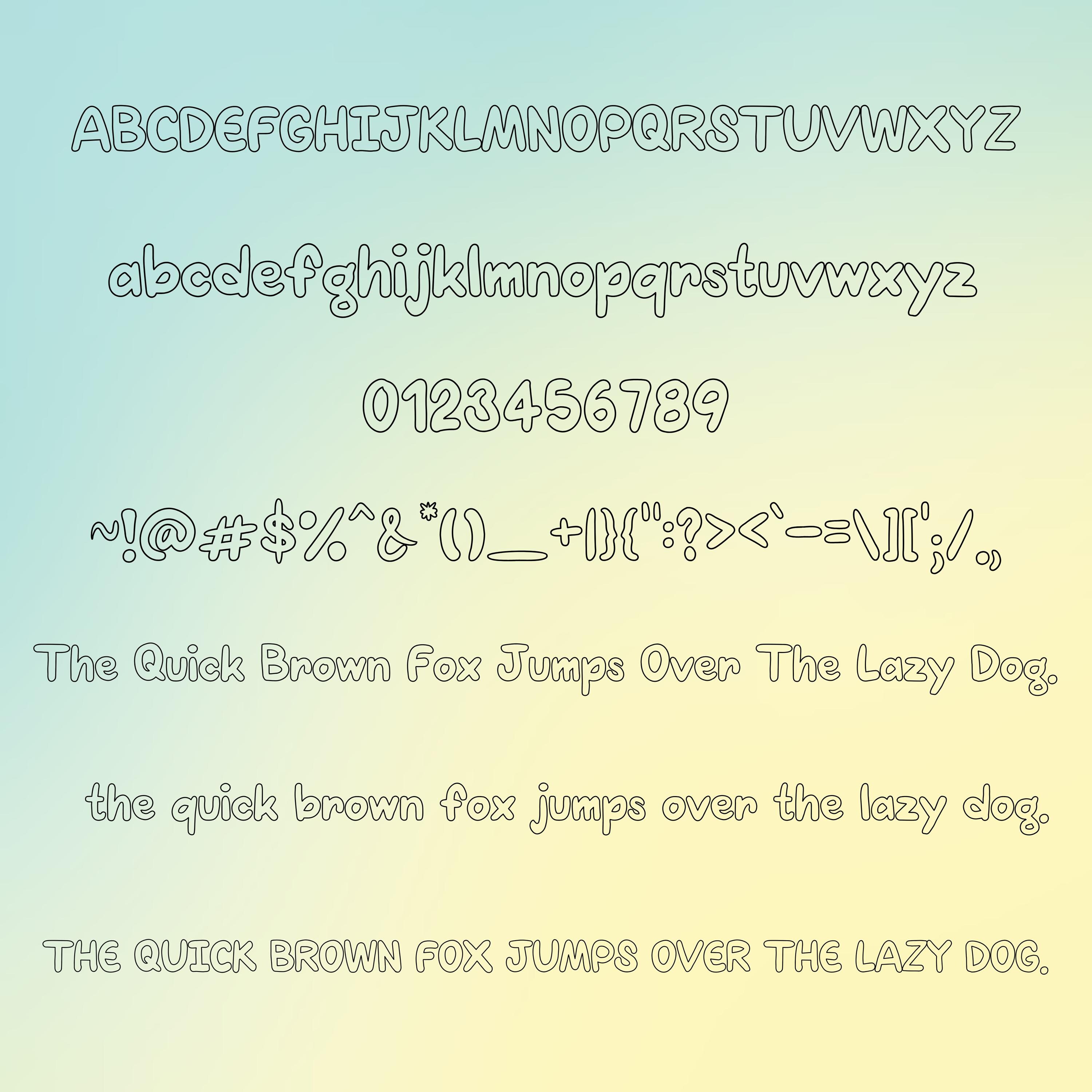 Bold Handwritten Coloring Font, Fun Outline Font, Commercial Use ...