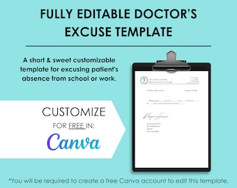 Editable Doctor's Excuse Template: Printable Medical Note (Canva)