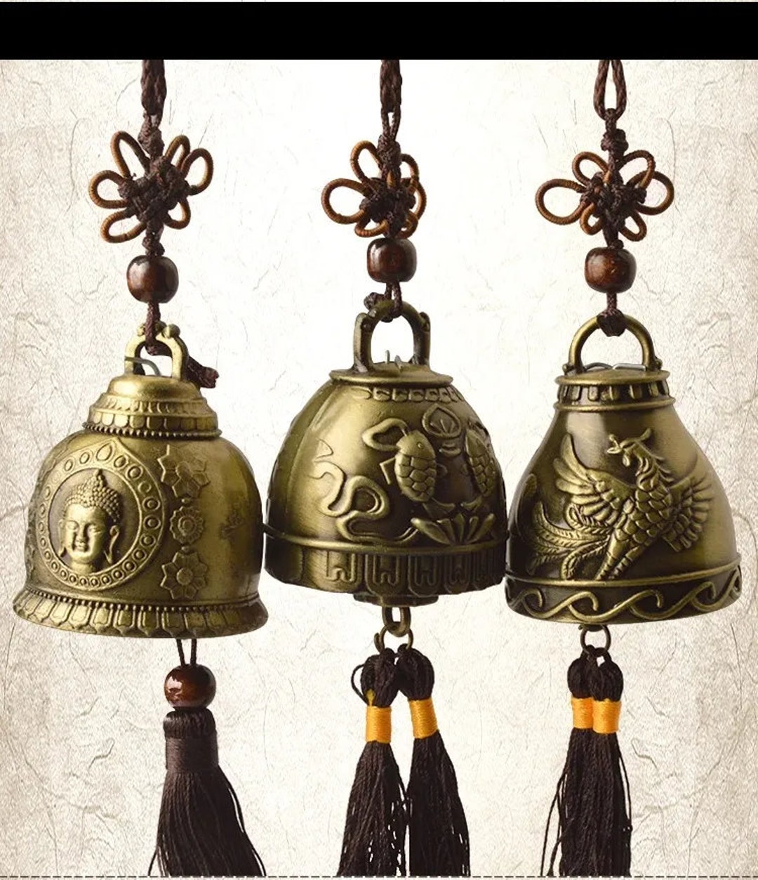 Feng Shui Brass Buddha Bell Phoenix Brass Bell Buddha Decor Etsy