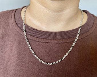 Men's chain / silver 4mm rolo chain necklace for women or men / stainless steel waterproof chain / men's gold chain necklace/ for him/ her