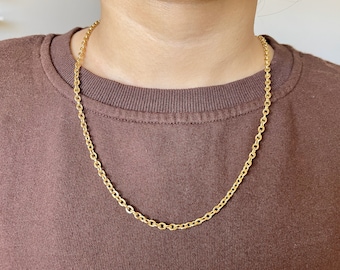 Men's chain / gold 4mm rolo chain necklace for women or men / stainless steel waterproof chain / men's silver chain necklace