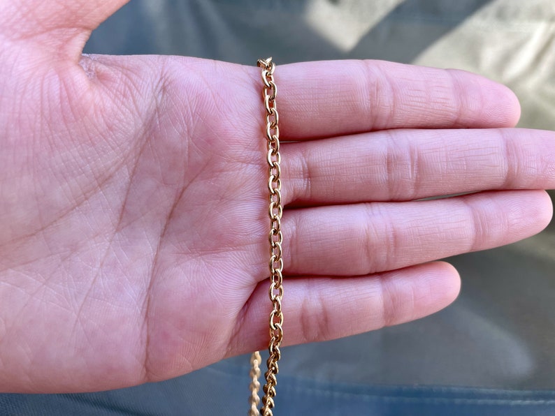 4mm Rolo Chain Men's Chain / Gold 4mm Rolo Chain Necklace for Women or Men / Stainless ...