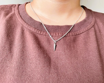 spike pendant silver necklace for men and women / waterproof stainless steel necklace / men jewelry / women jewelry / men's pendant necklace