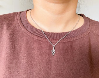Silver snake pendant necklace for men or women / serpent charm necklace / stainless steel waterproof pendant necklace / men's snake necklace