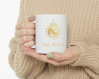 Real Madrid Ceramic Mug (11oz) - Coffee Cup Gift Merch RMCF Hala Madrid Madridista Los Blancos Soccer Club Football Team La Liga Fan Spain
