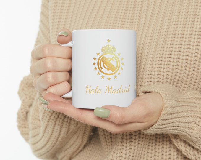 Real Madrid Ceramic Mug (11oz) - Coffee Cup Gift Merch RMCF Hala Madrid Madridista Los Blancos Soccer Club Football Team La Liga Fan Spain