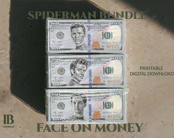 Spider-Man Fake Money Bundle | Tom Holland Tobey Maguire Andrew Garfield | 100 Dollar Face on Money Art