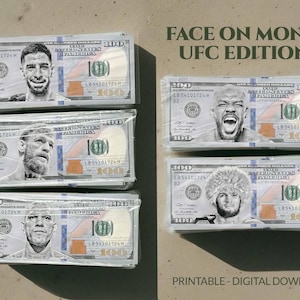 Pereira Khabib Jones Topuria Conor Diaz UFC Bundle, fake money, face on money, party money funny money 100 dollar bill Game money Prop money