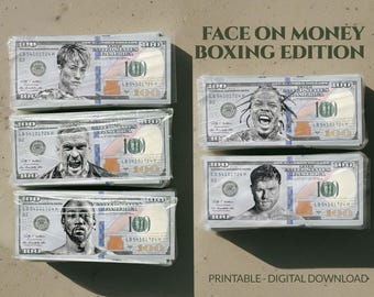 Boxing Legends Fake Money Bundle Printable | 100 Dollar Face on Money Art | Fighter Poster Set